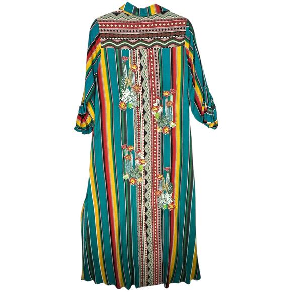 Andree by Unit Maxi Shirt Dress Womens Small Embroidered Southwest Western Rodeo - Picture 4 of 10